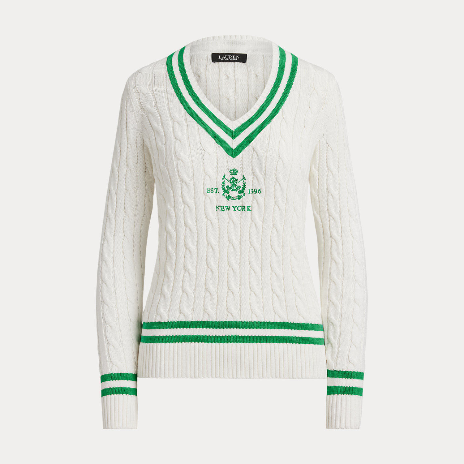 Cricket-Pullover mit Zopfmuster von Lauren