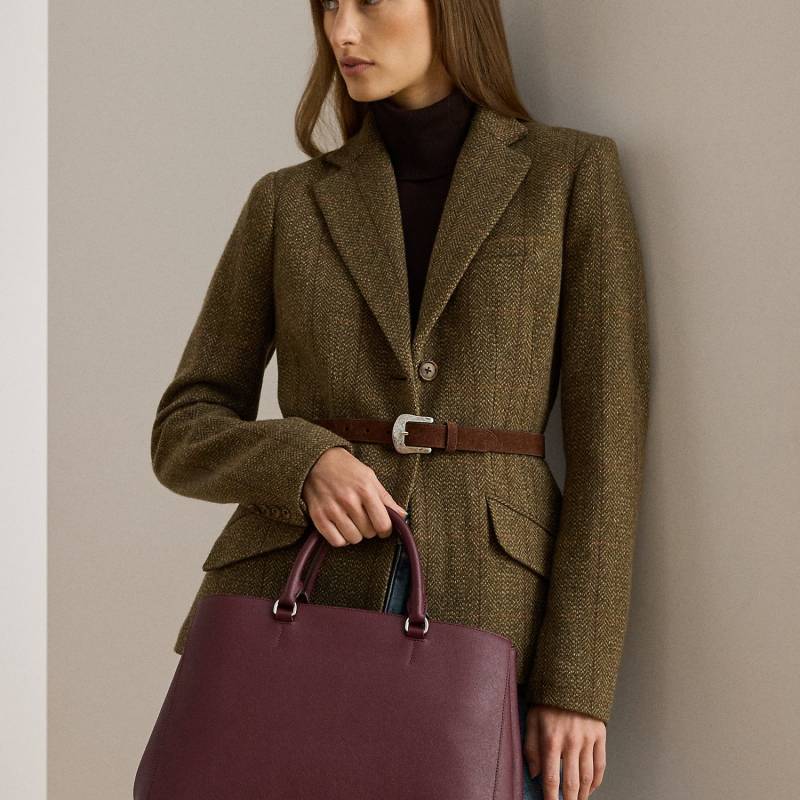 Crosshatch Leather Large Hanna Satchel von Lauren