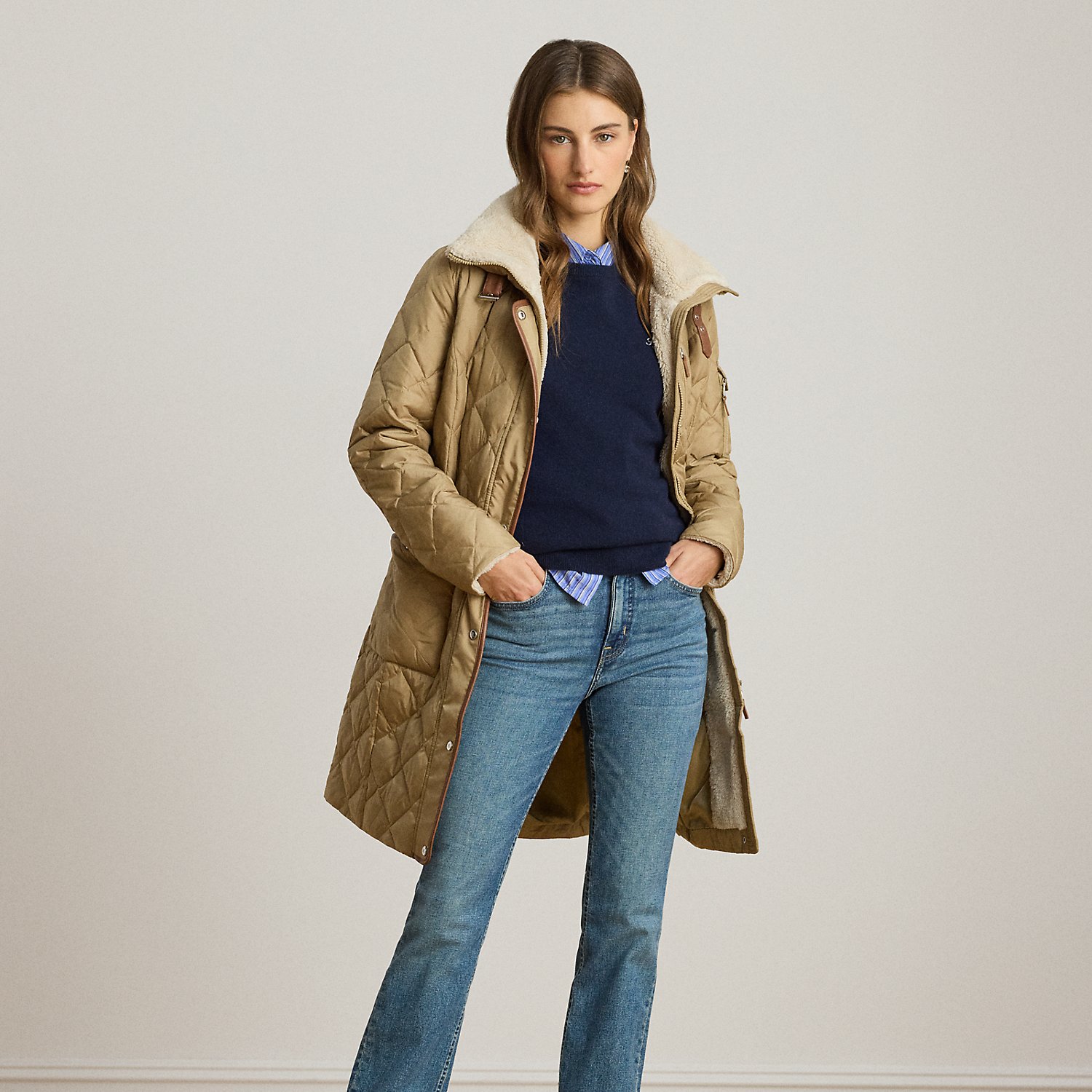 Daunenmantel mit Rautensteppung von Lauren