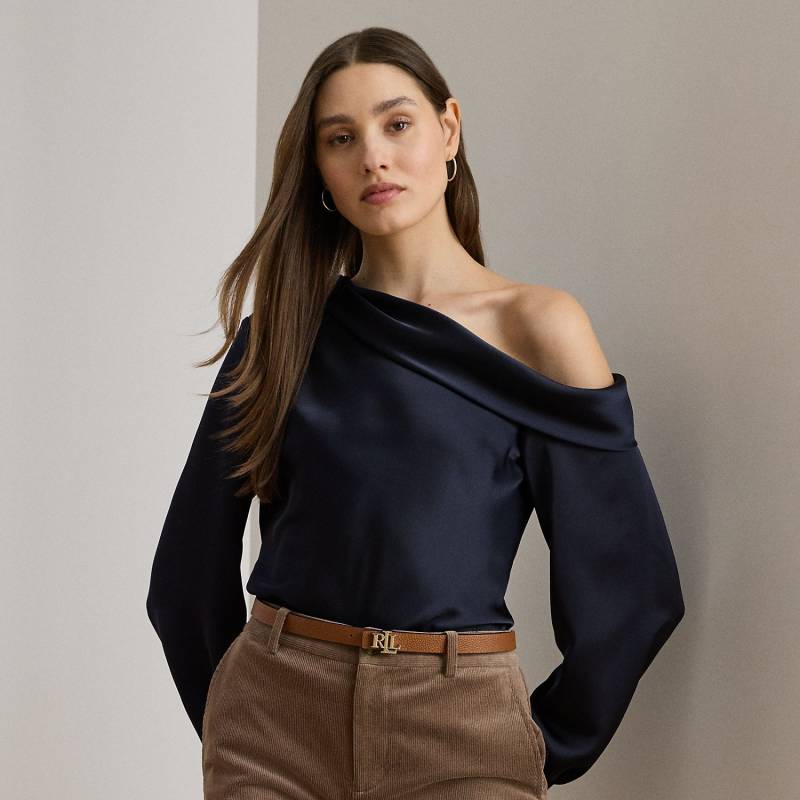 Einschultrige Bluse aus Satin-Charmeuse von Lauren