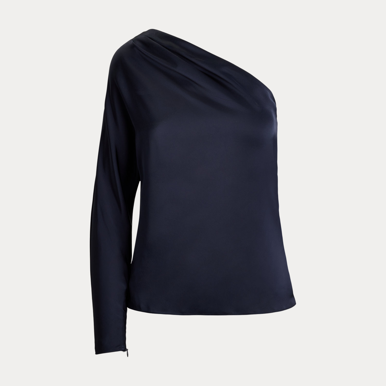 Einschultrige Bluse aus Satin-Charmeuse von Lauren