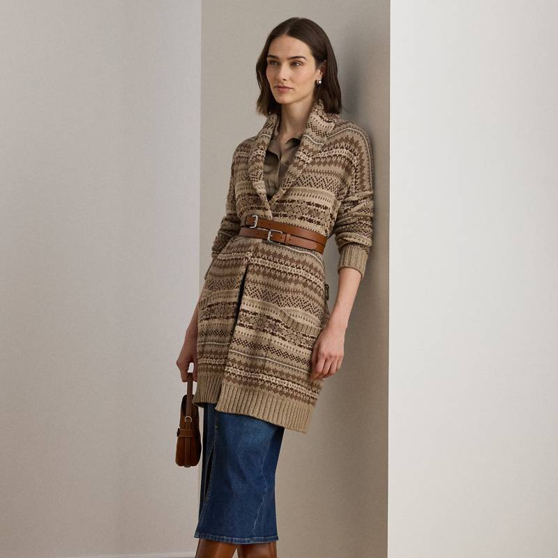 Fair-Isle-Strickjacke mit Gürtel von Lauren