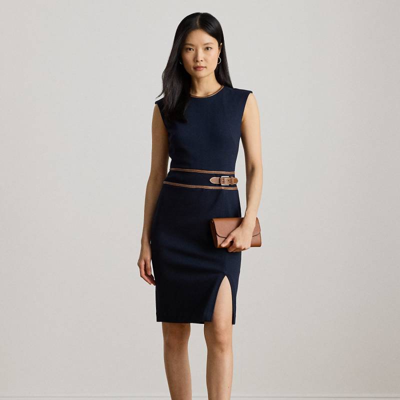 Fischgrat-Kleid mit Flügelärmeln von Lauren