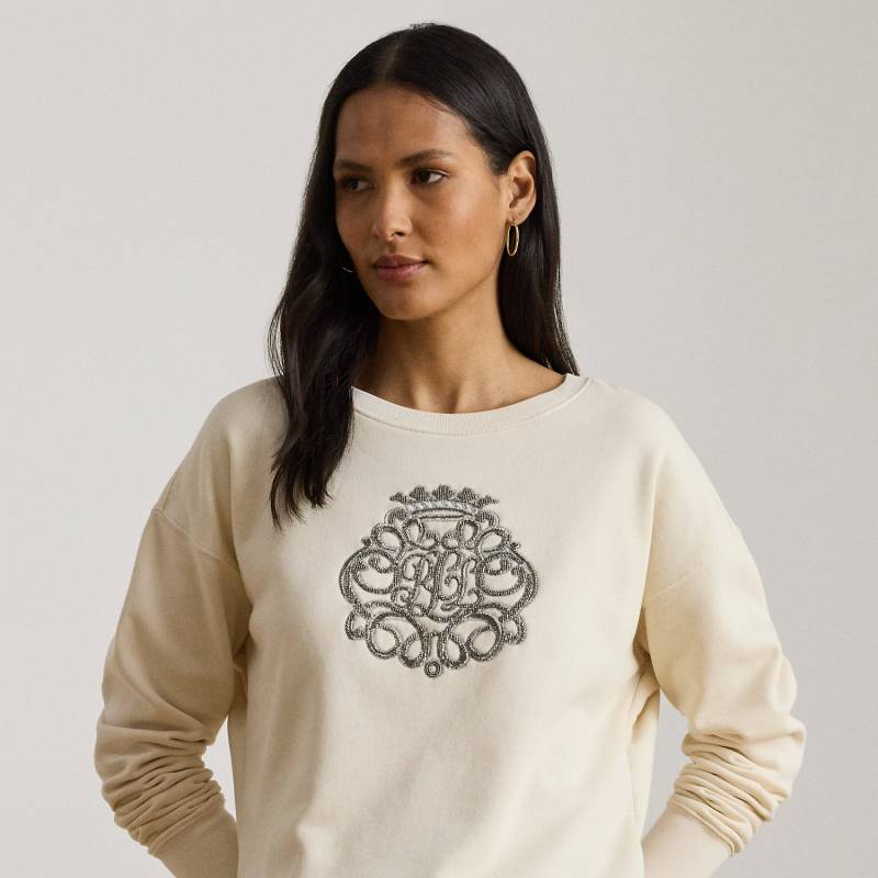 Fleece-Pullover mit Perlenwappen von Lauren