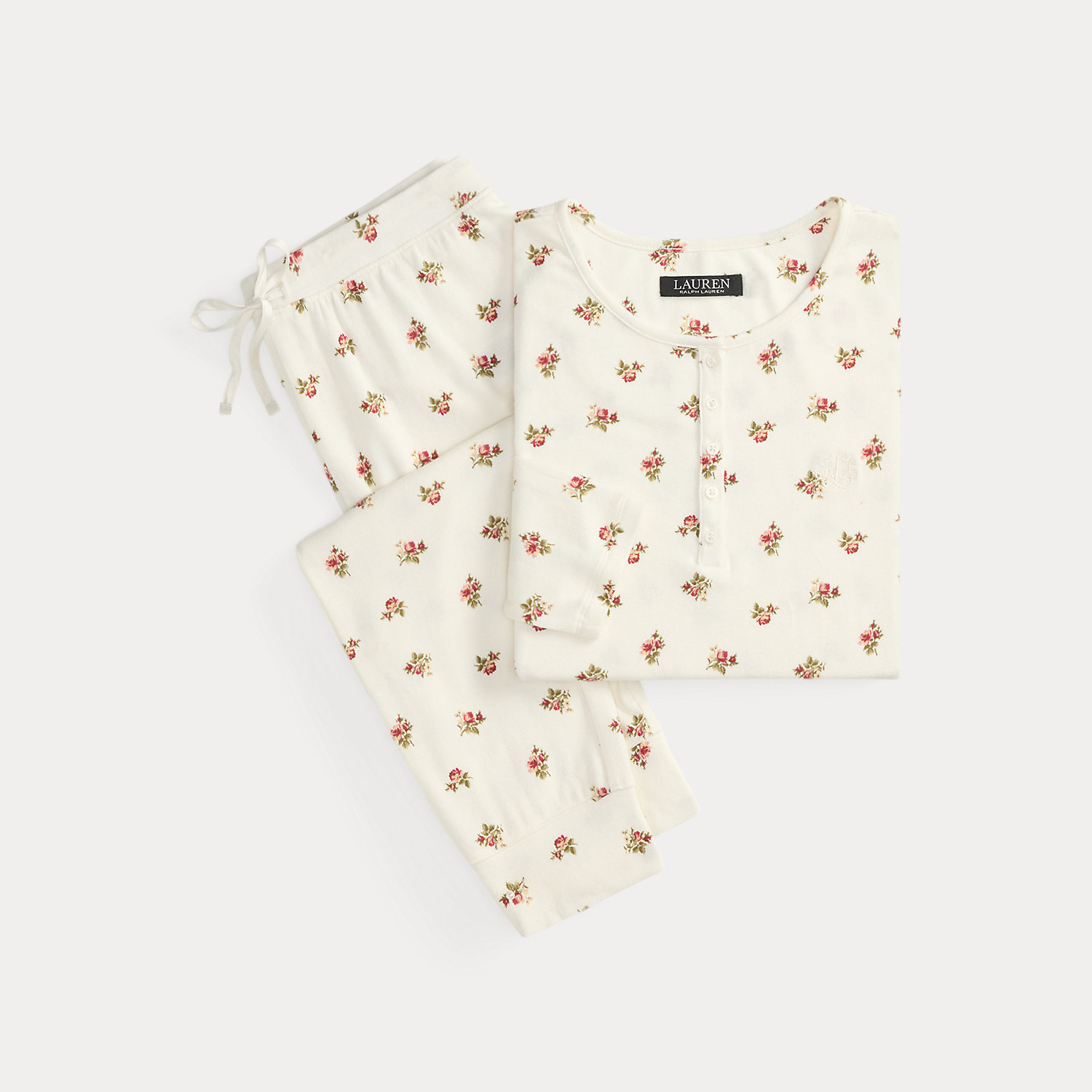 Geblümter Henley-Pyjama aus Baumwollmix Geblümter Henley-Pyjama aus Baumwollmix von Lauren