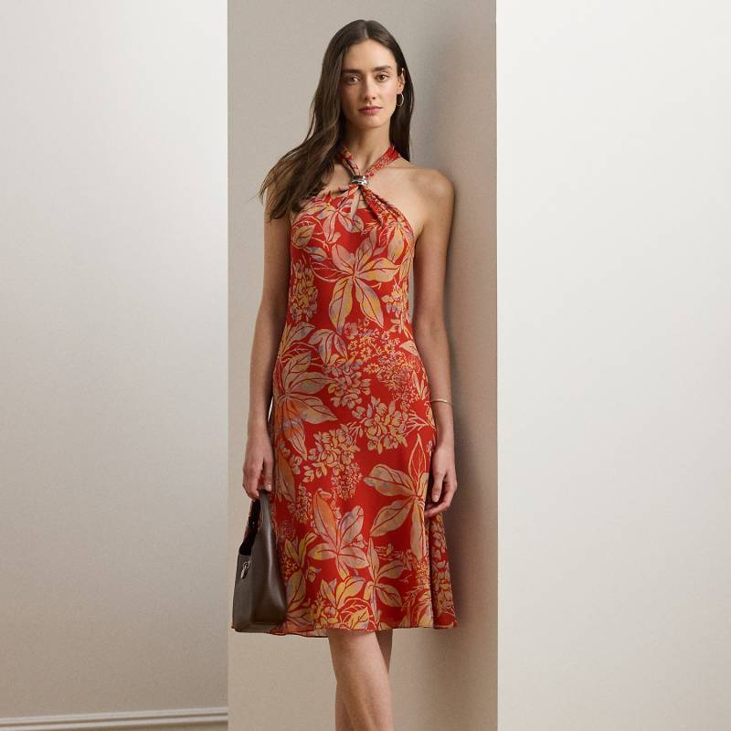 Geblümtes Neckholder-Kleid aus Georgette von Lauren