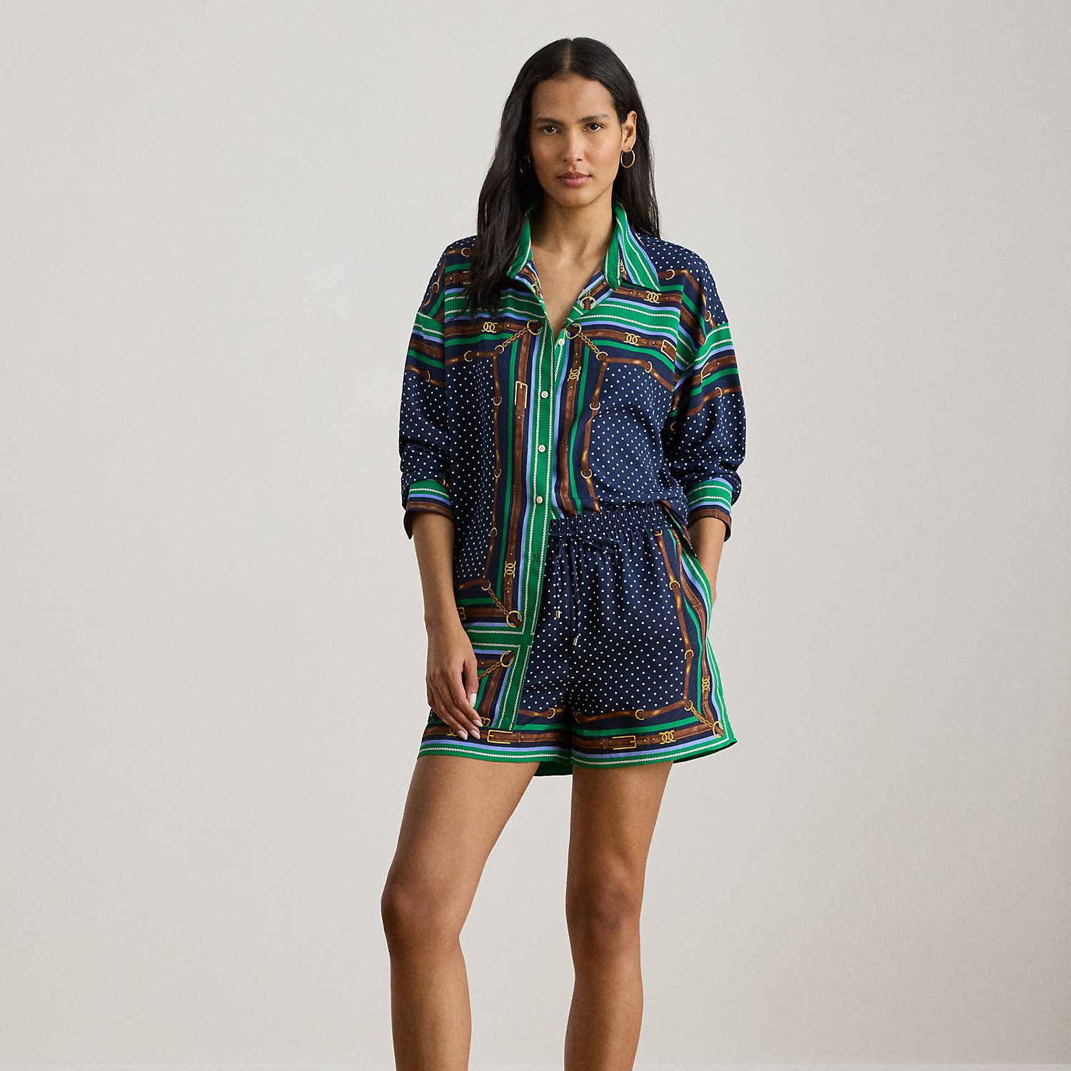 Gemusterte Shorts mit Tunnelzug von Lauren