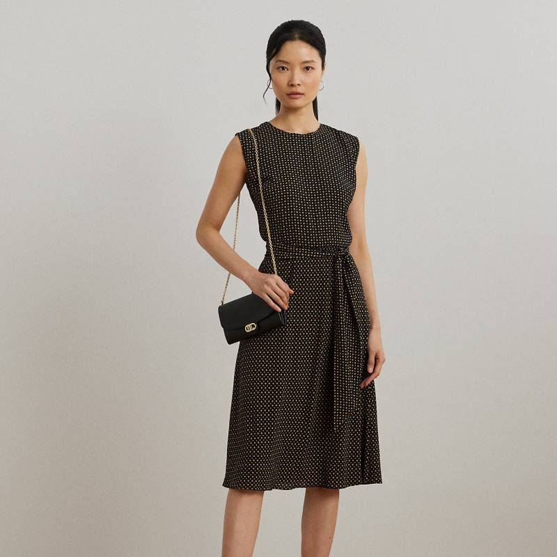 Gemustertes Crêpe-Midikleid mit Gürtel von Lauren