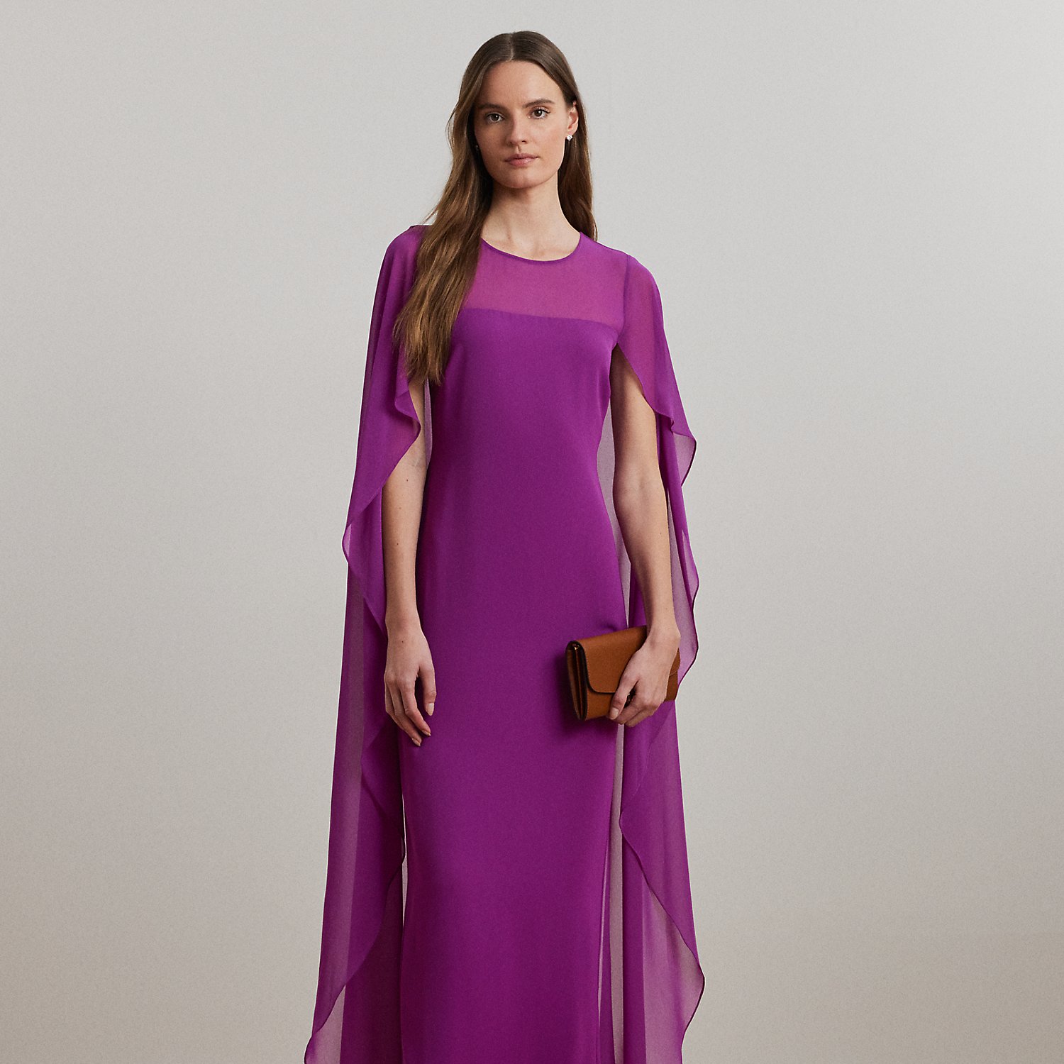 Georgette-Abendkleid mit Cape von Lauren