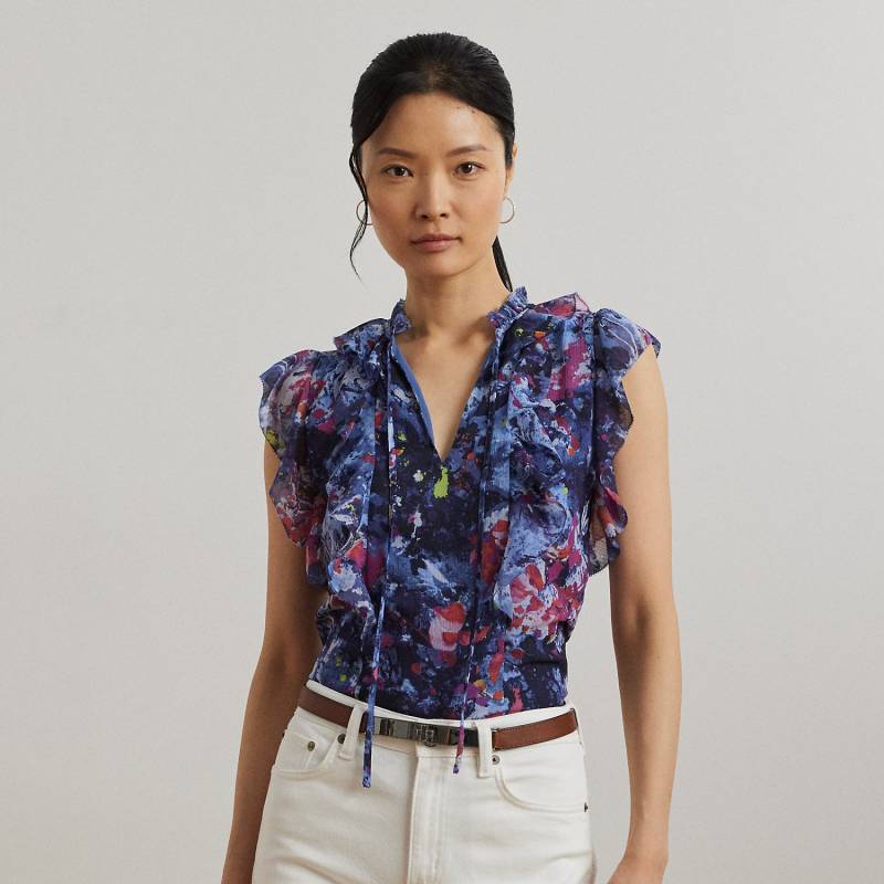 Georgette-Bluse mit Rüschen und Druck von Lauren
