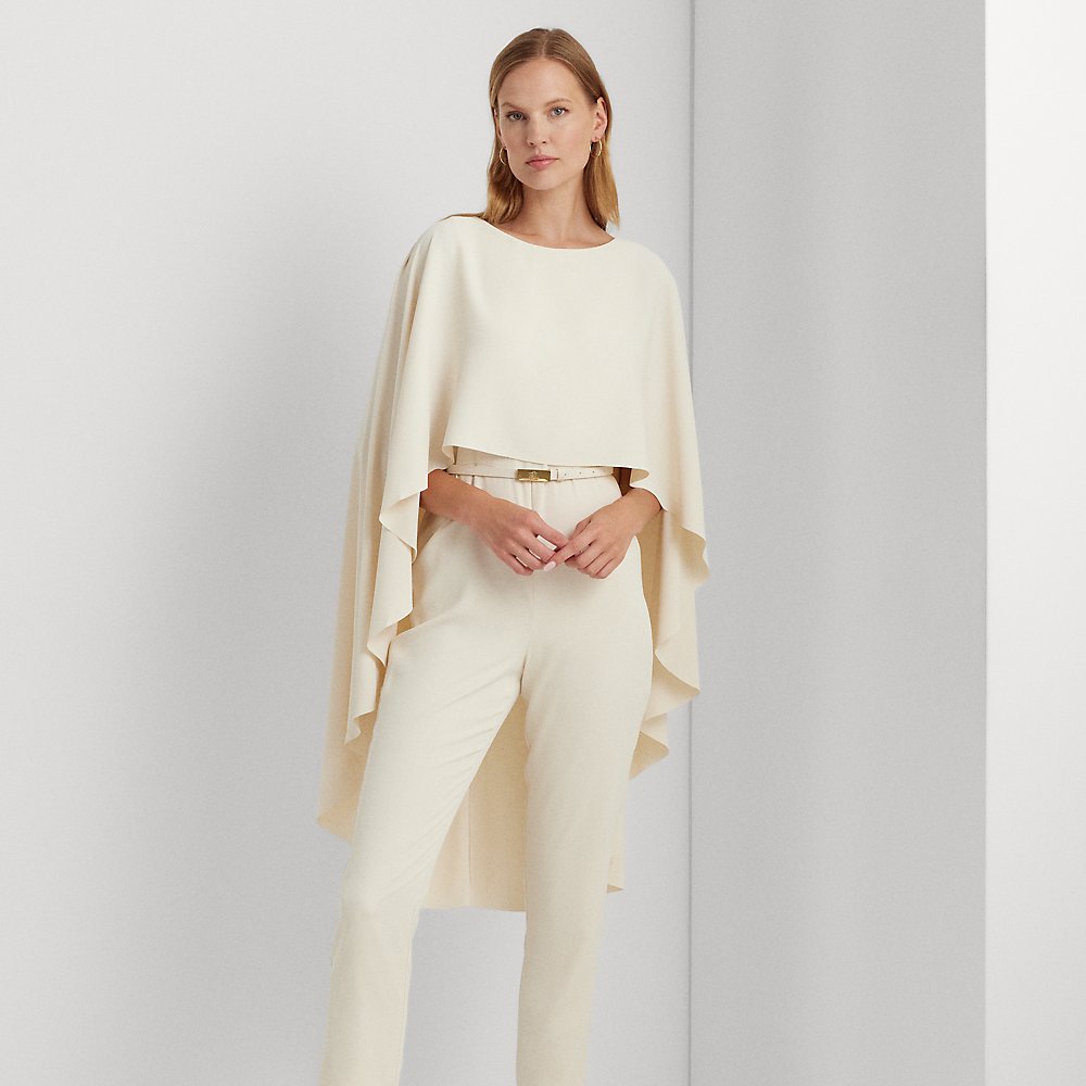 Georgette-Jumpsuit mit Cape und Gürtel von Lauren