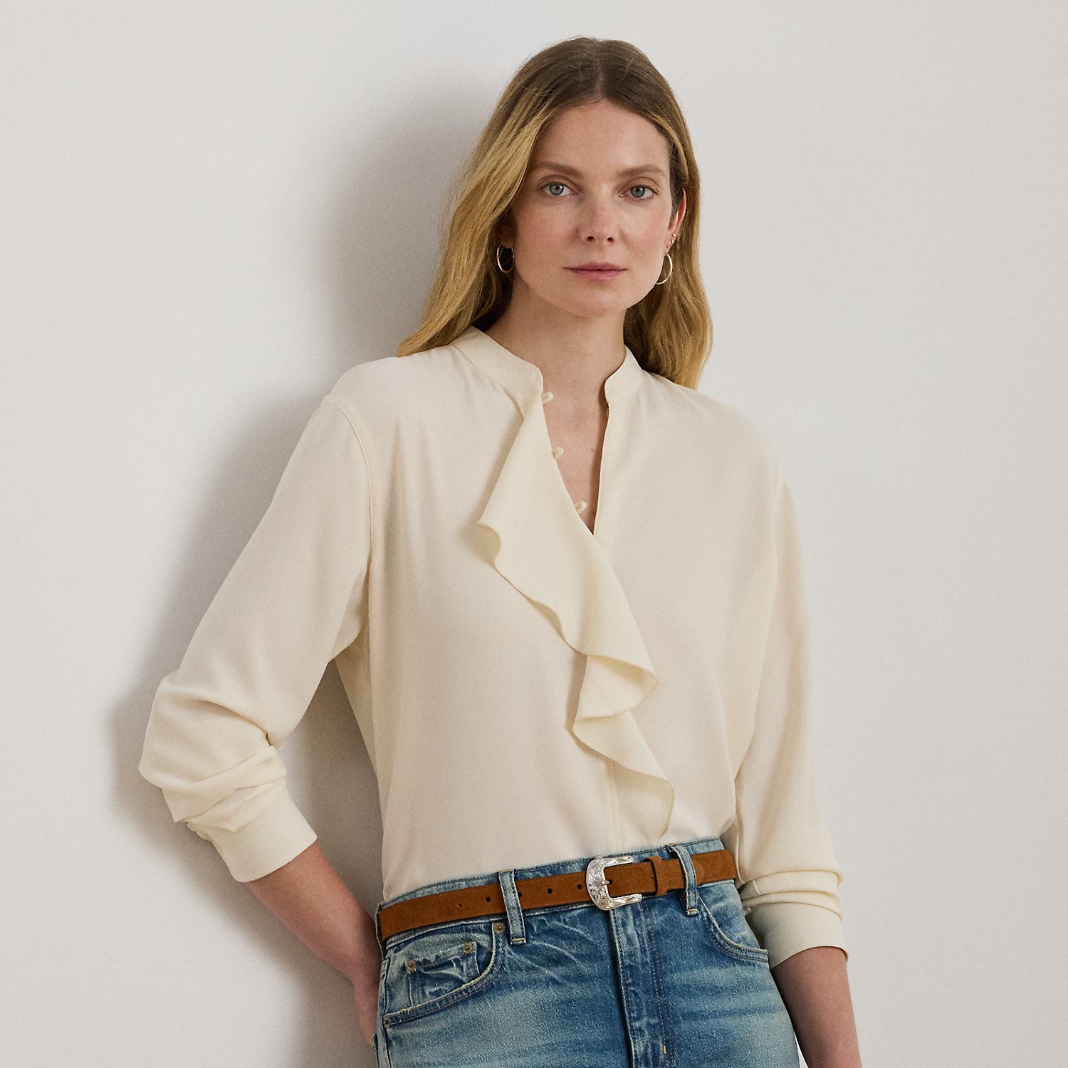 Georgette-Tunika mit Rüschenbesatz von Lauren