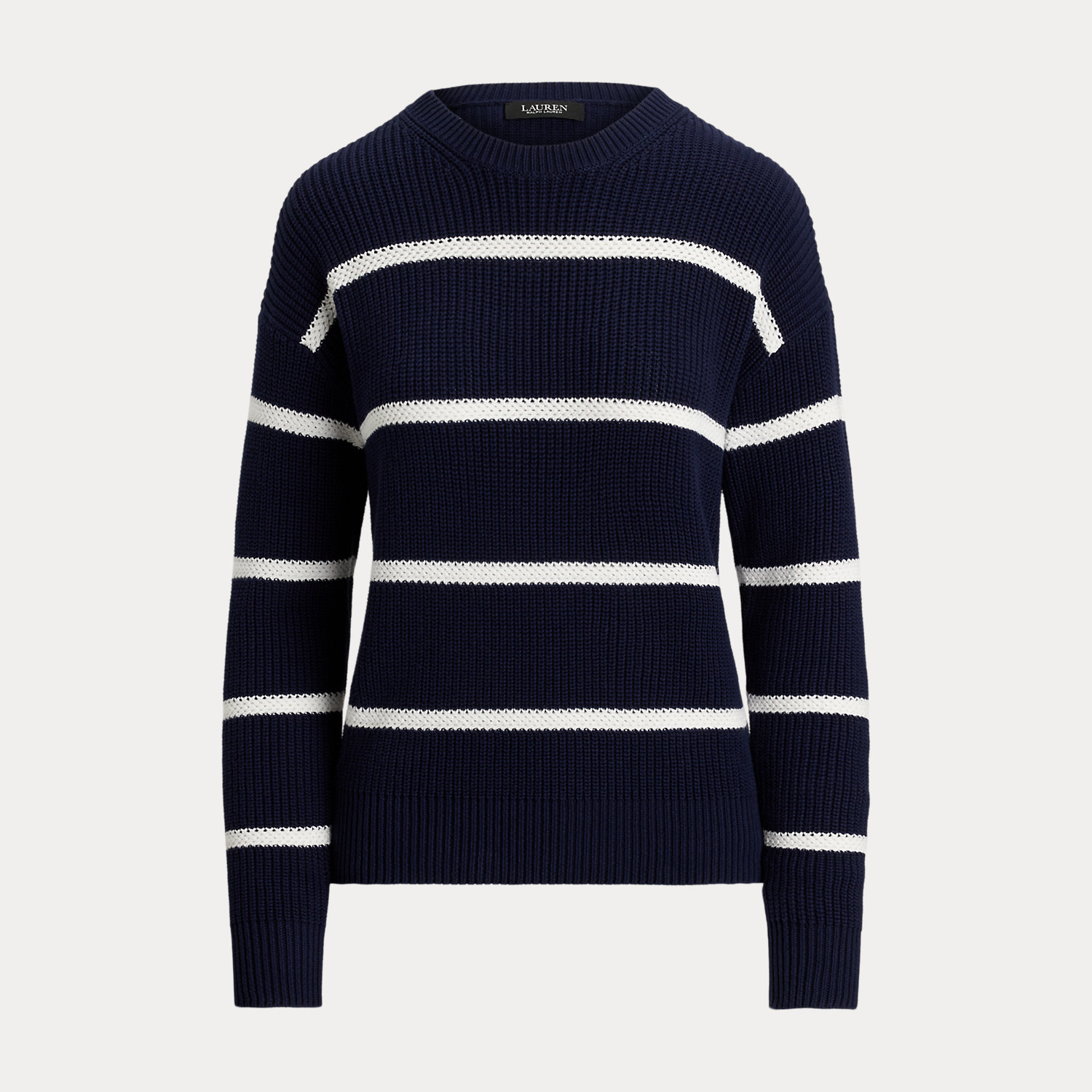 Gerippter Baumwollpullover mit Streifen Gerippter Baumwollpullover mit Streifen von Lauren