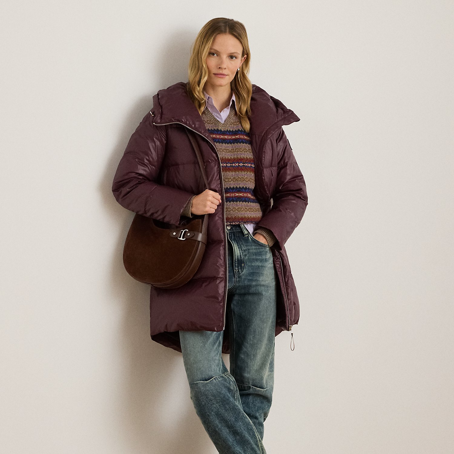 Gesteppter Daunenmantel mit Kapuze von Lauren