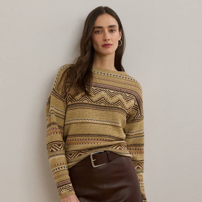 Gestreifter Baumwoll-Leinen-Pullover von Lauren