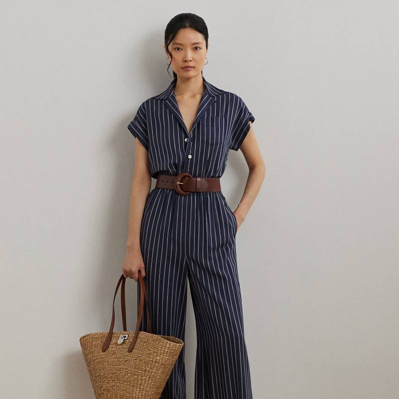 Gestreifter Jumpsuit mit weitem Bein von Lauren