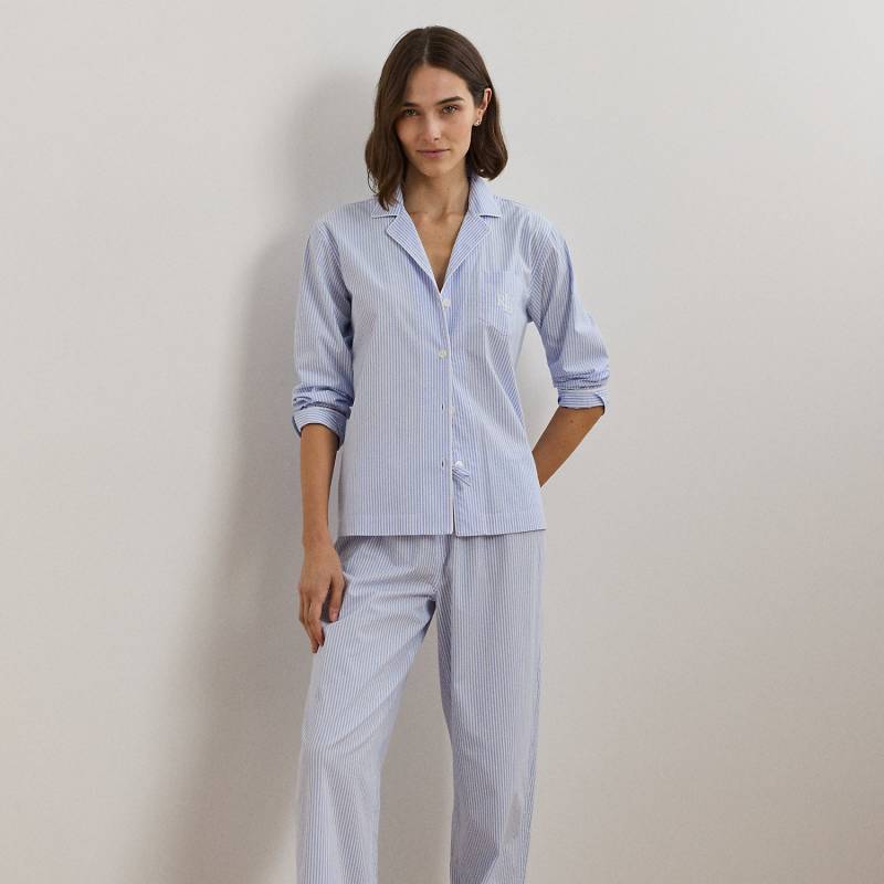 Gestreifter Pyjama aus Baumwollpopeline von Lauren