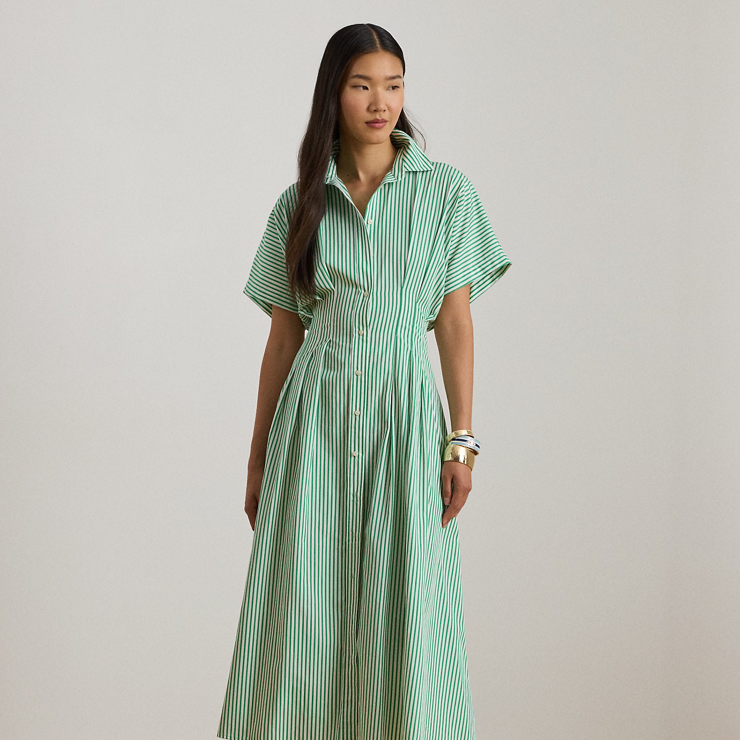 Gestreiftes Hemdkleid aus Baumwollstoff von Lauren