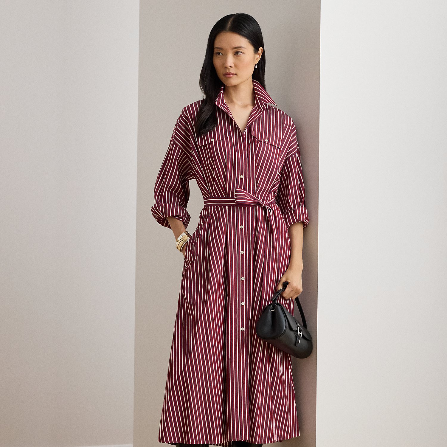 Gestreiftes Hemdkleid mit Gürtel von Lauren