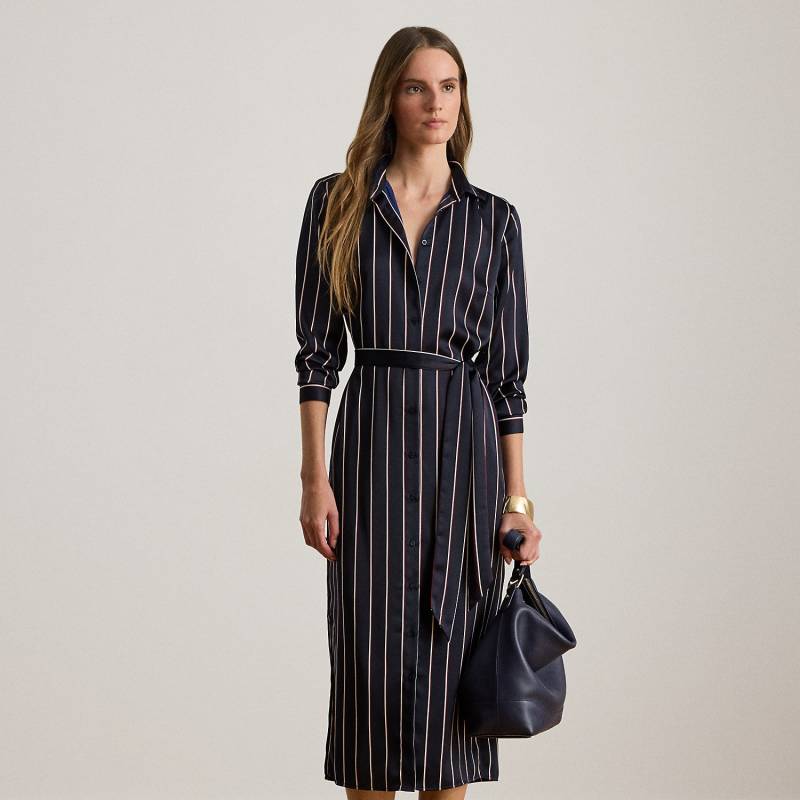 Gestreiftes Satin-Charmeuse-Hemdkleid von Lauren