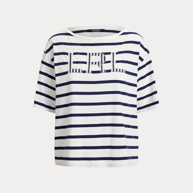 Gestreiftes T-Shirt mit Perlenlogo von Lauren