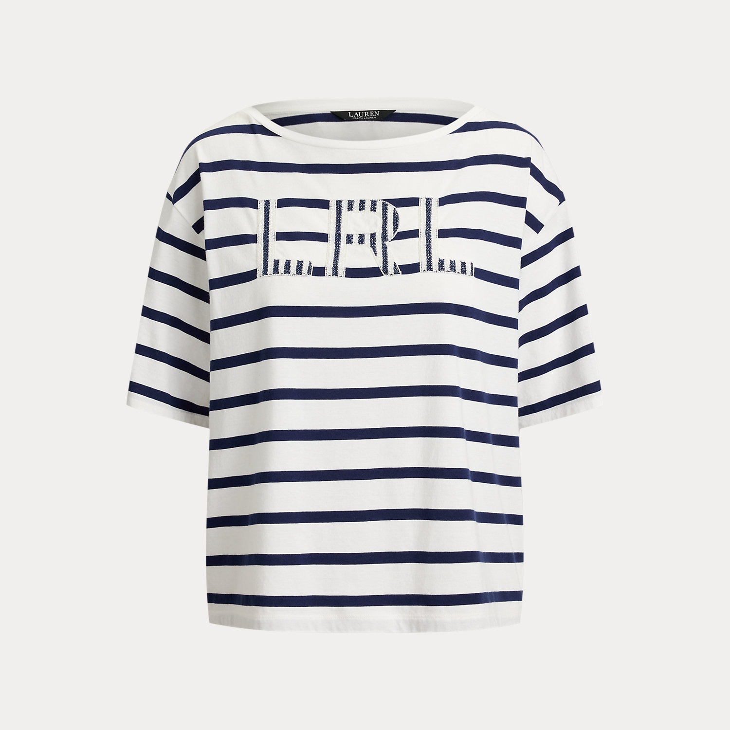 Gestreiftes T-Shirt mit Perlenlogo von Lauren