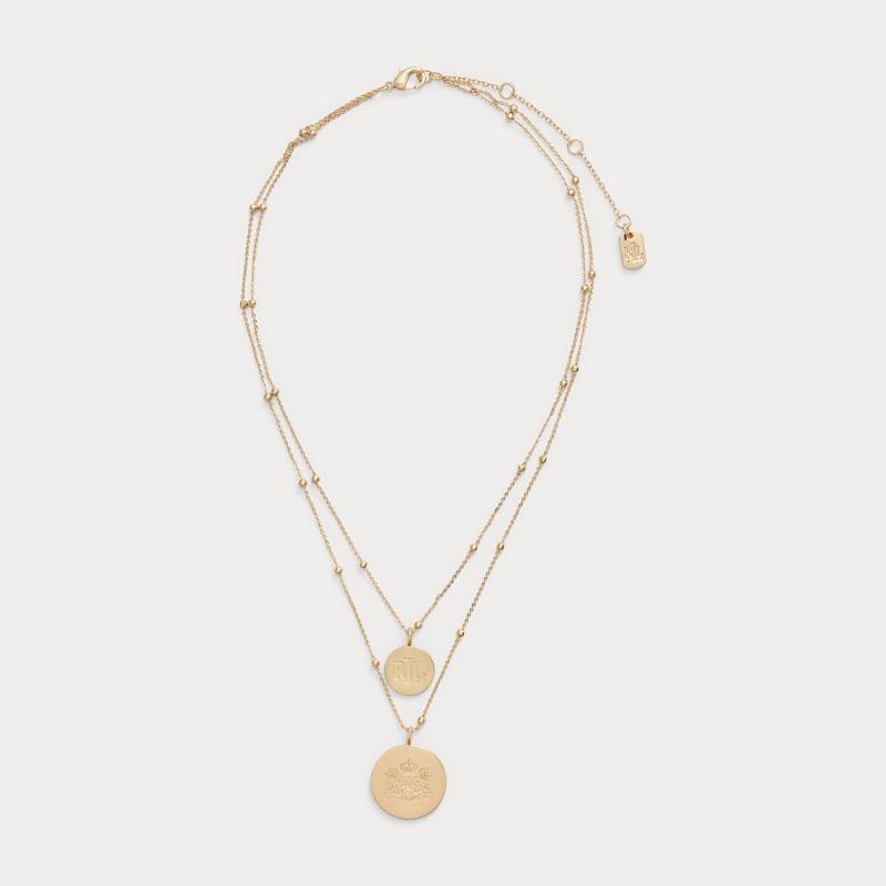 Goldfarbene mehrreihige Kette mit Logo von Lauren