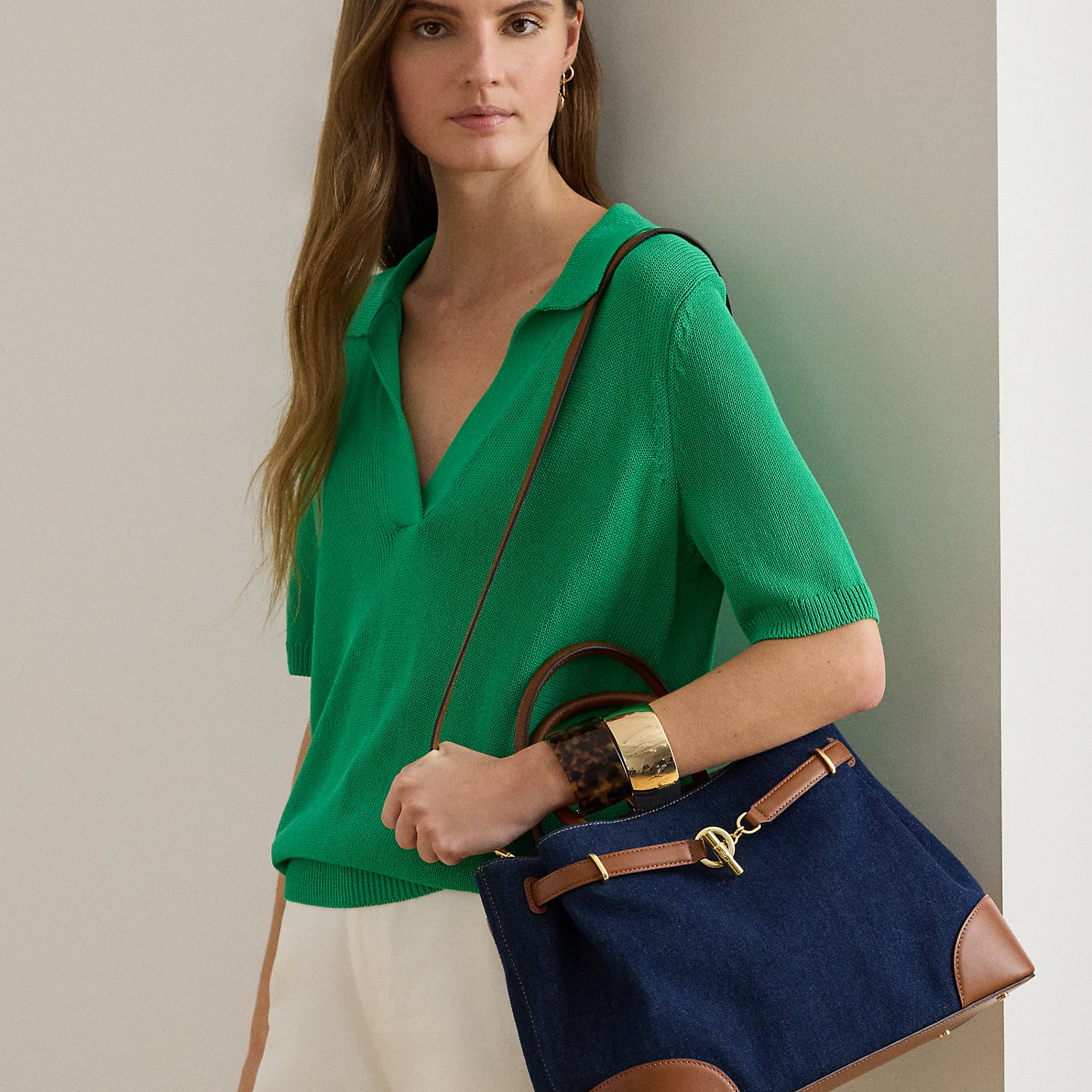 Große Beuteltasche Blaike aus Denim von Lauren