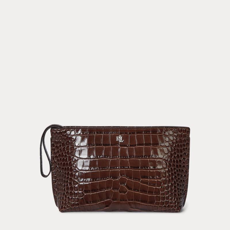 Große Lederpochette mit Krokodilprägung von Lauren