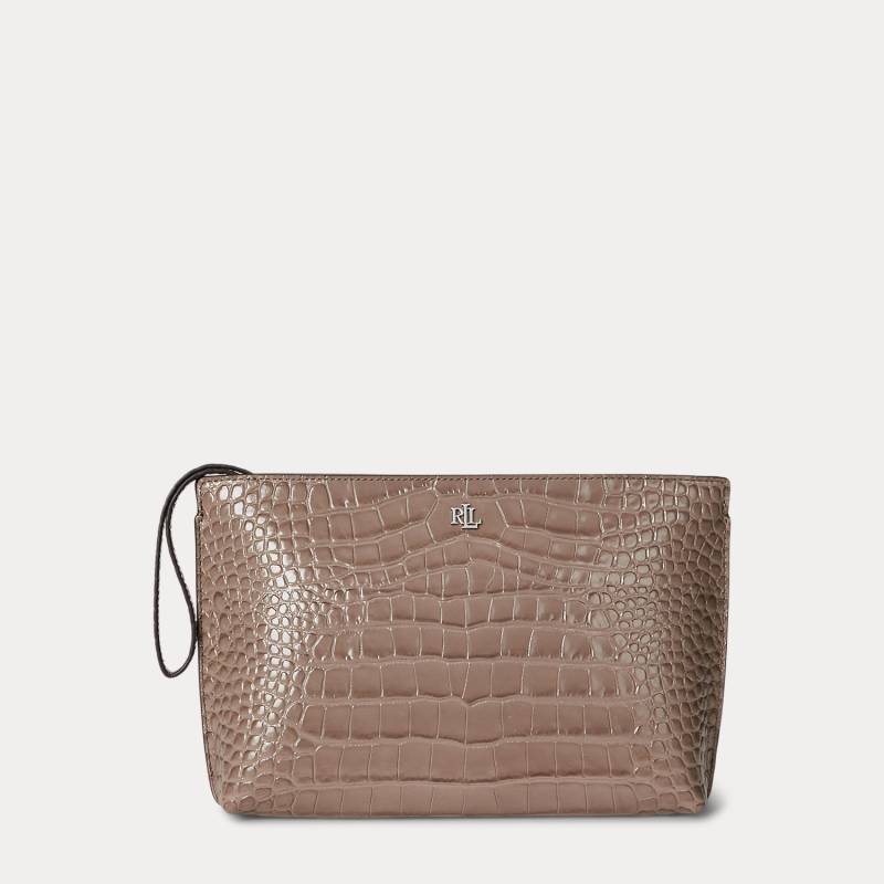 Große Lederpochette mit Krokodilprägung von Lauren