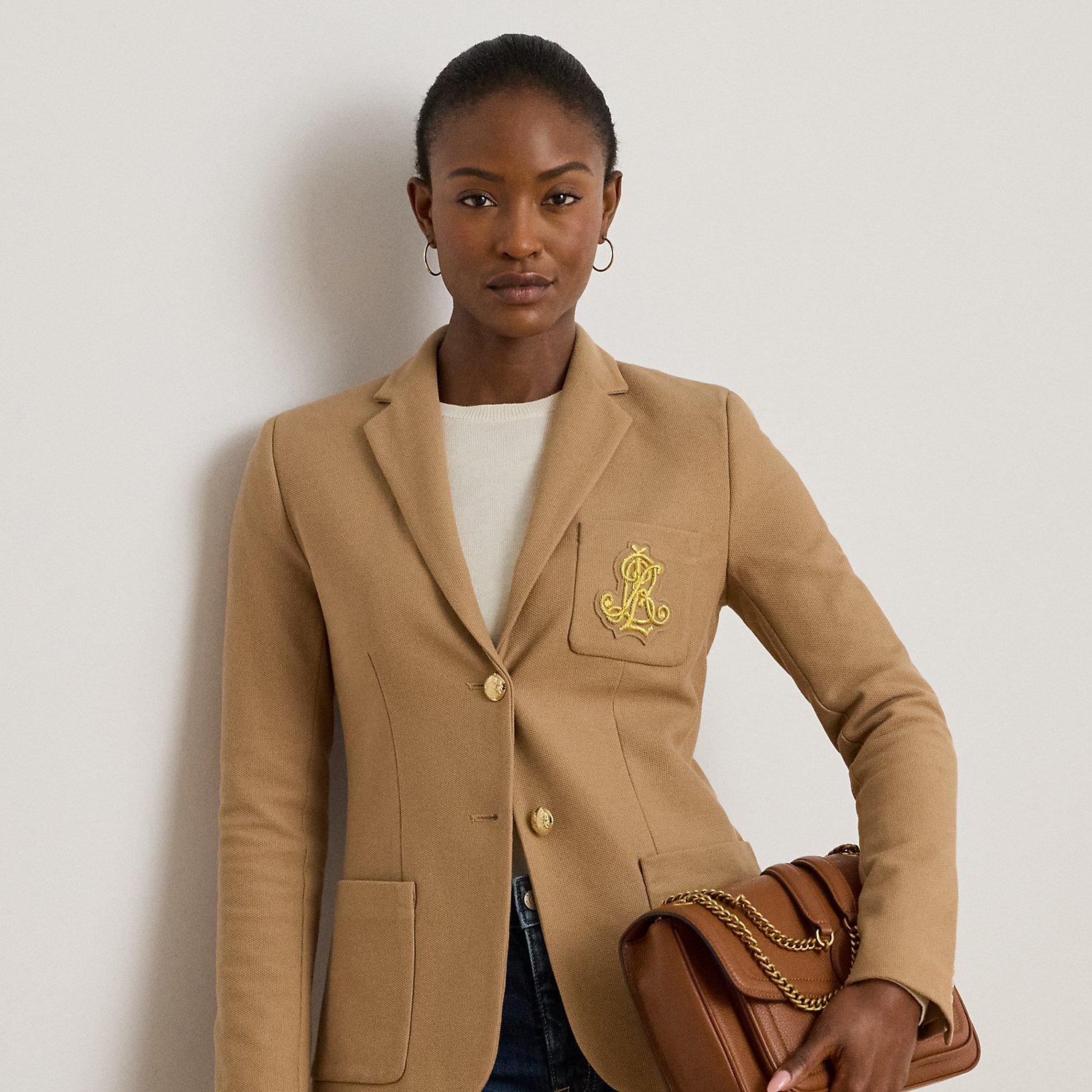 Jacquardblazer mit Bouillonstickerei von Lauren