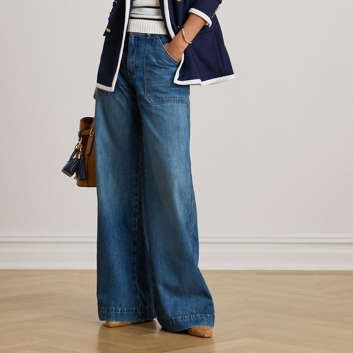 Jeans mit hoher Leibhöhe und weitem Bein von Lauren