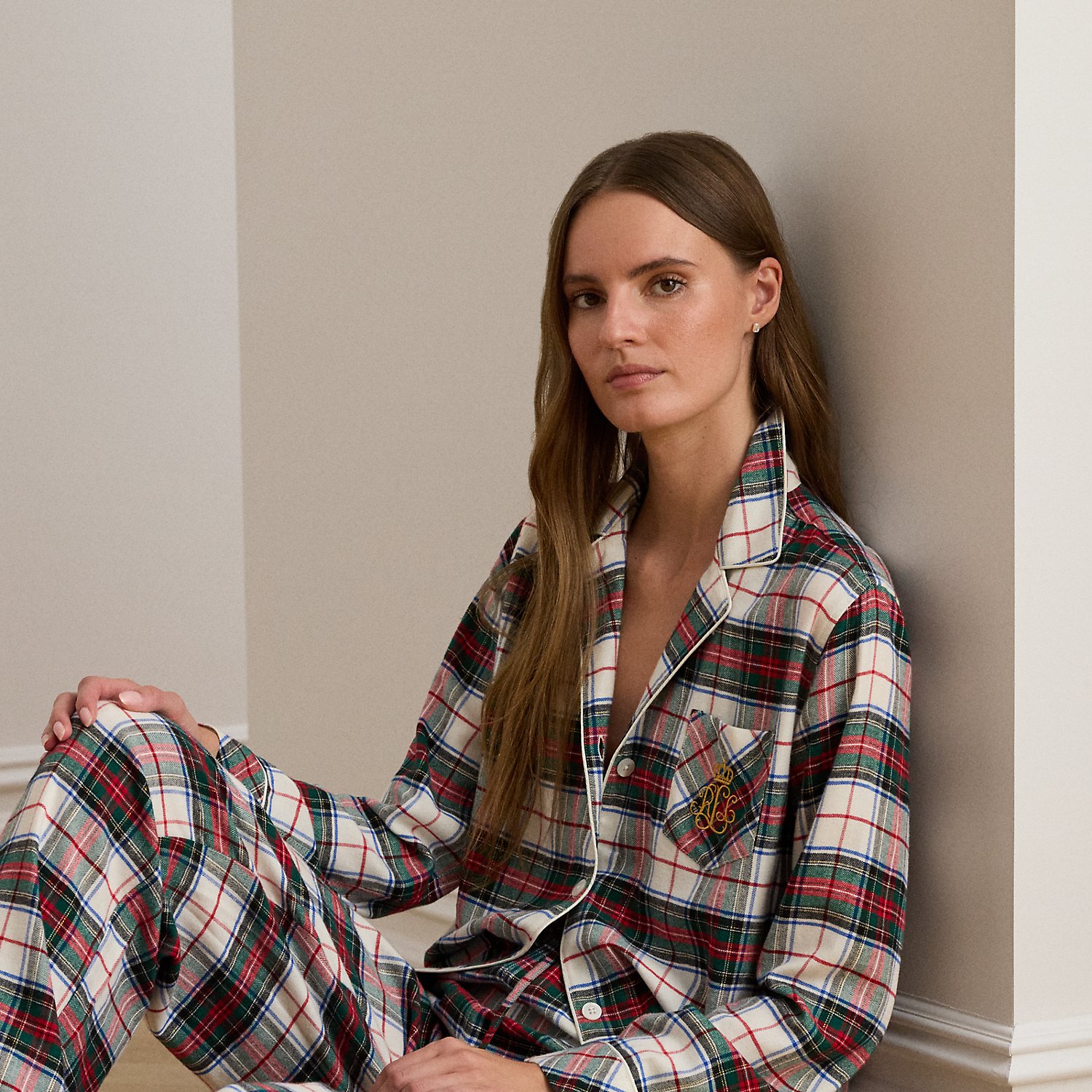 Karierter Pyjama aus angerautem Twill Karierter Pyjama aus angerautem Twill von Lauren