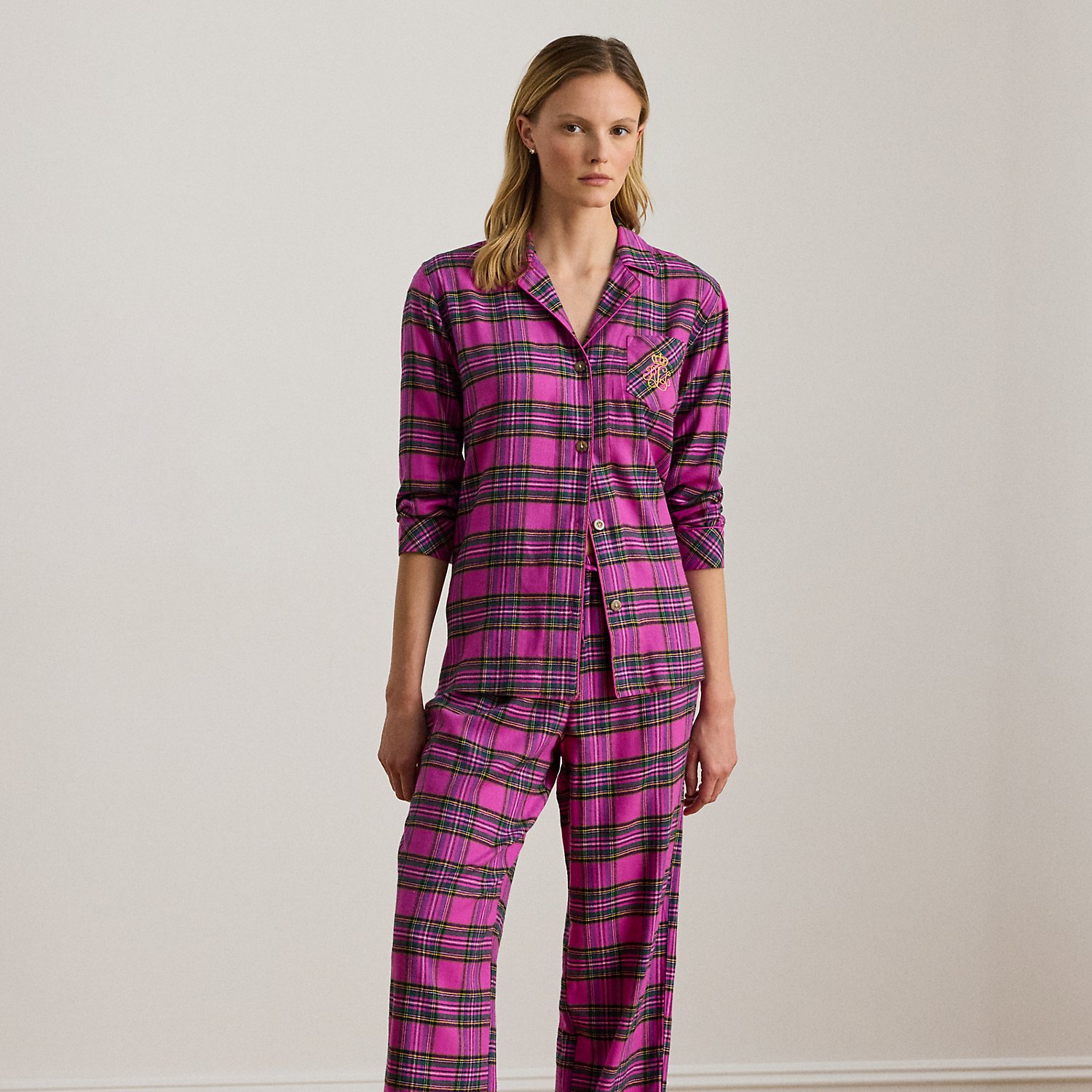 Karierter Pyjama aus angerautem Twill Karierter Pyjama aus angerautem Twill von Lauren