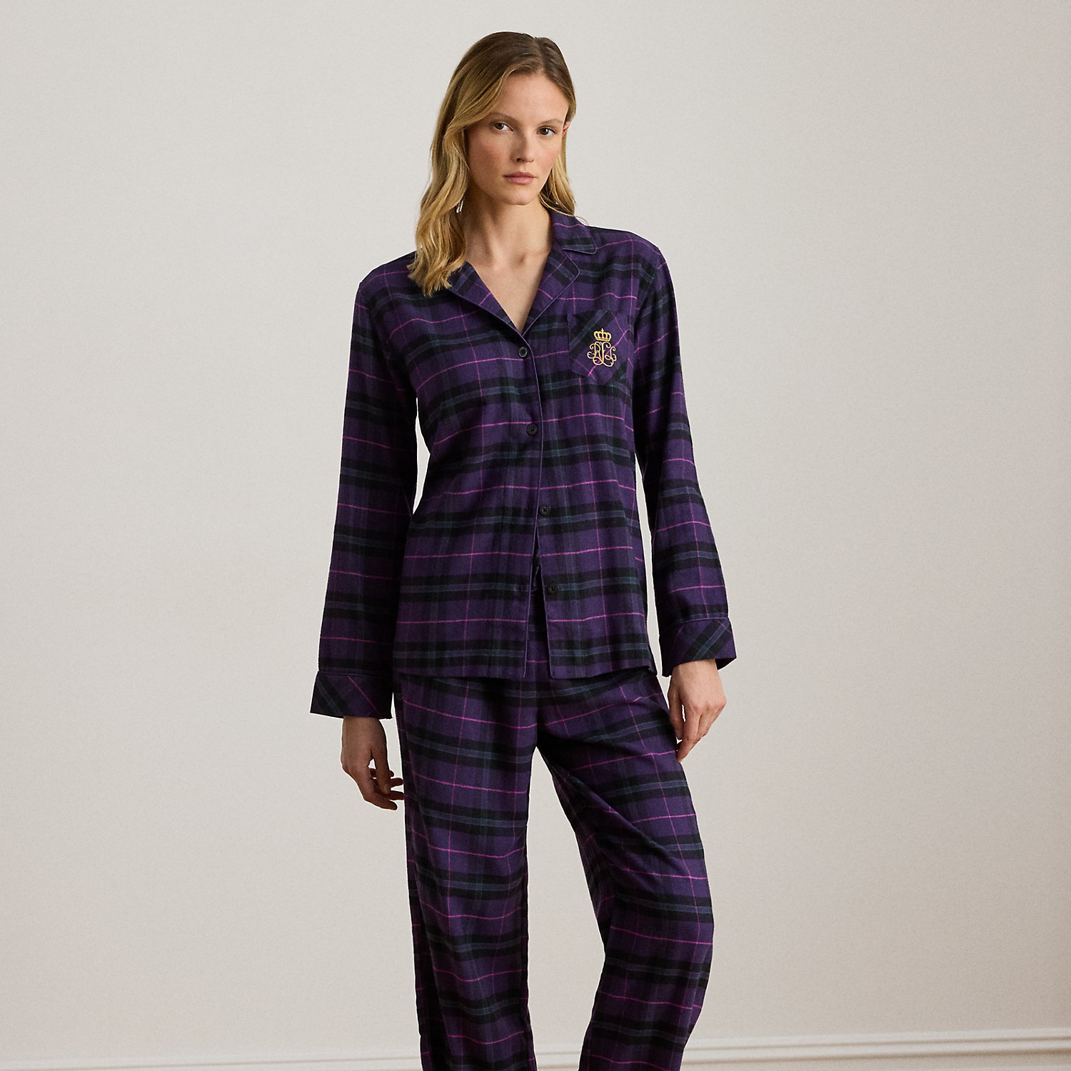 Karierter Pyjama aus angerautem Twill Karierter Pyjama aus angerautem Twill von Lauren