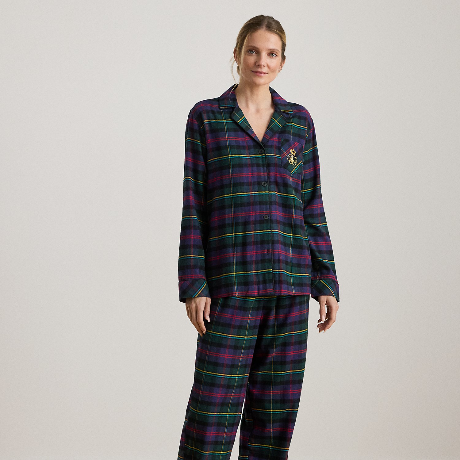 Karierter Pyjama aus angerautem Twill Karierter Pyjama aus angerautem Twill von Lauren