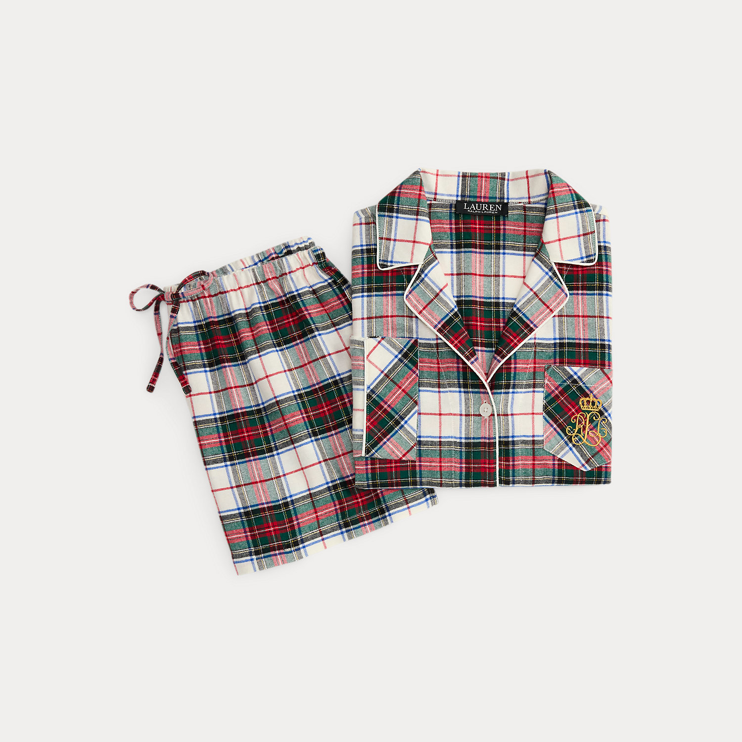 Karierter Pyjama aus angerautem Twill von Lauren