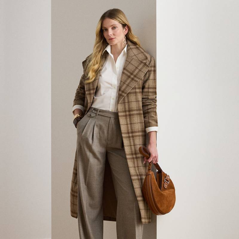 Karierter Twill-Mantel mit Bindegürtel von Lauren