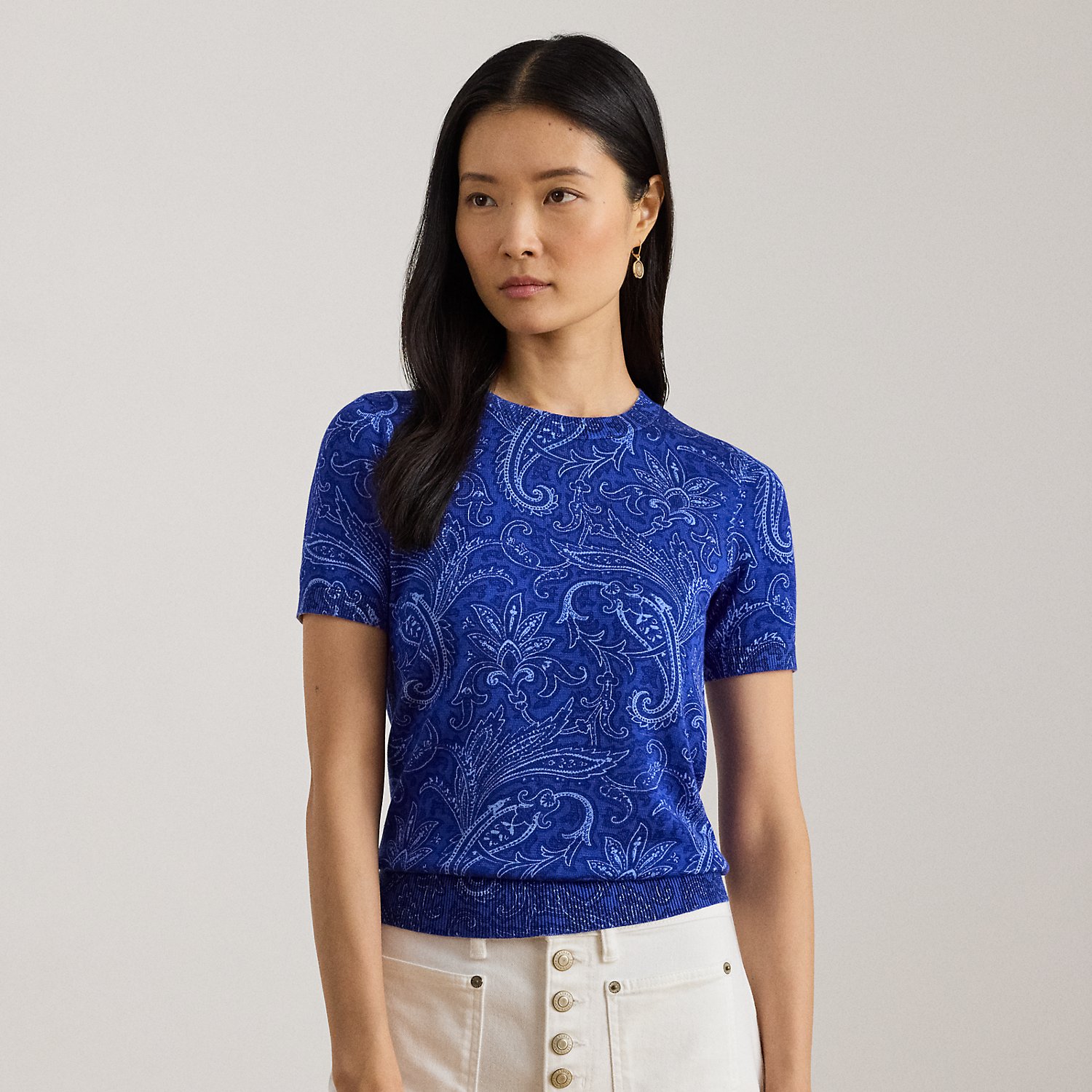 Kurzärmliger Pullover mit Paisley-Motiv von Lauren