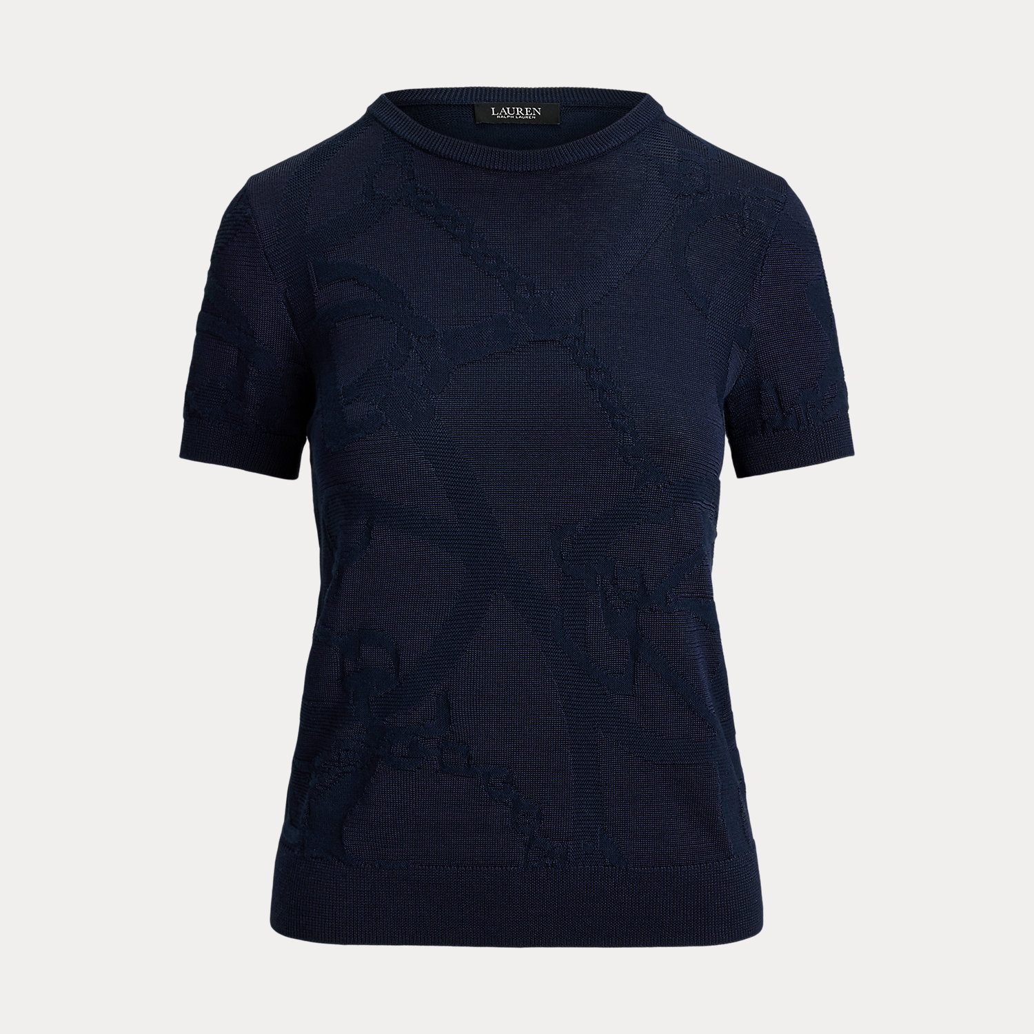 Kurzarmpullover mit Gürtelmotiv von Lauren