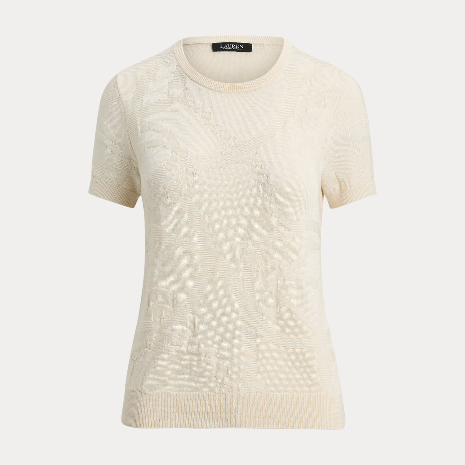 Kurzarmpullover mit Gürtelmotiv von Lauren