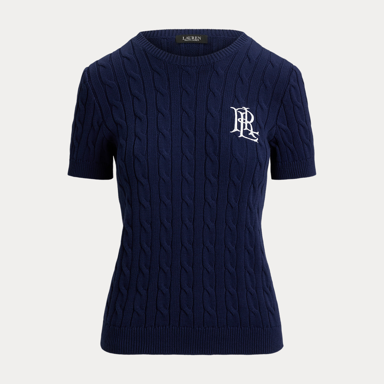 Kurzarmpullover mit Zopfmuster von Lauren