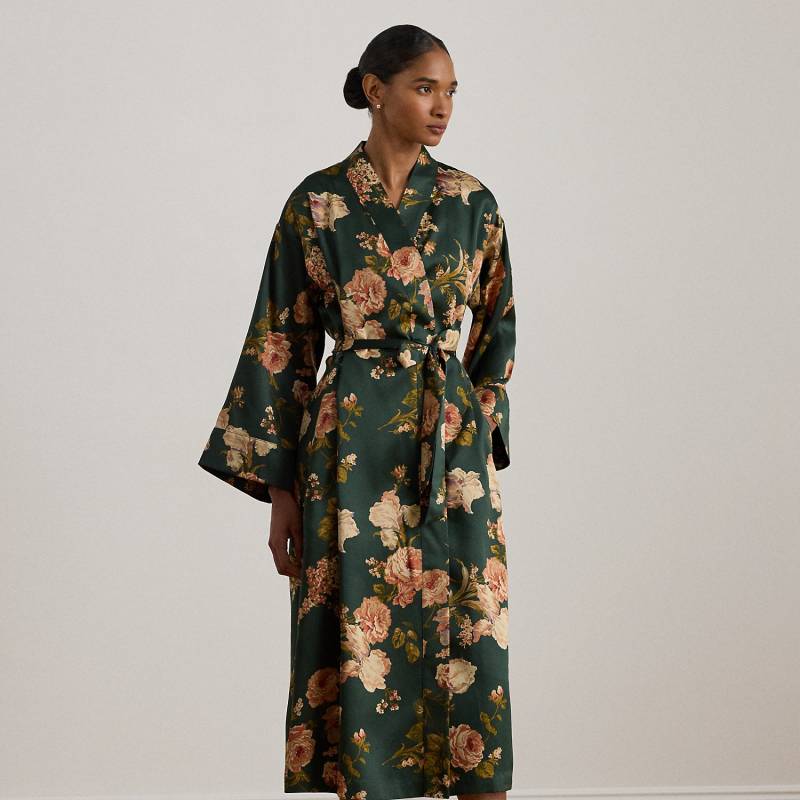 Langer geblümter Satin-Bademantel von Lauren