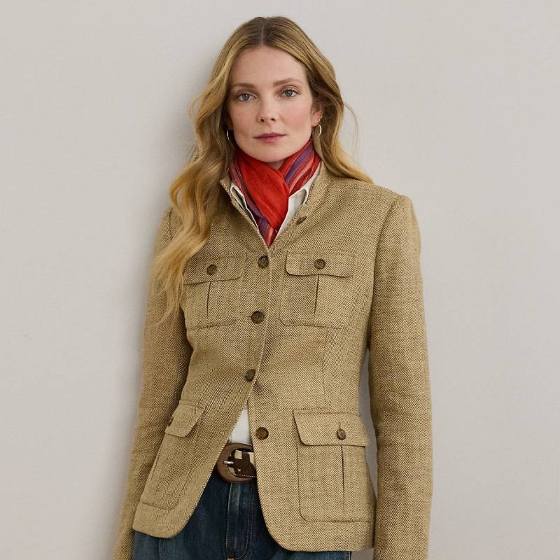 Leinenjacke mit Fischgratmuster von Lauren