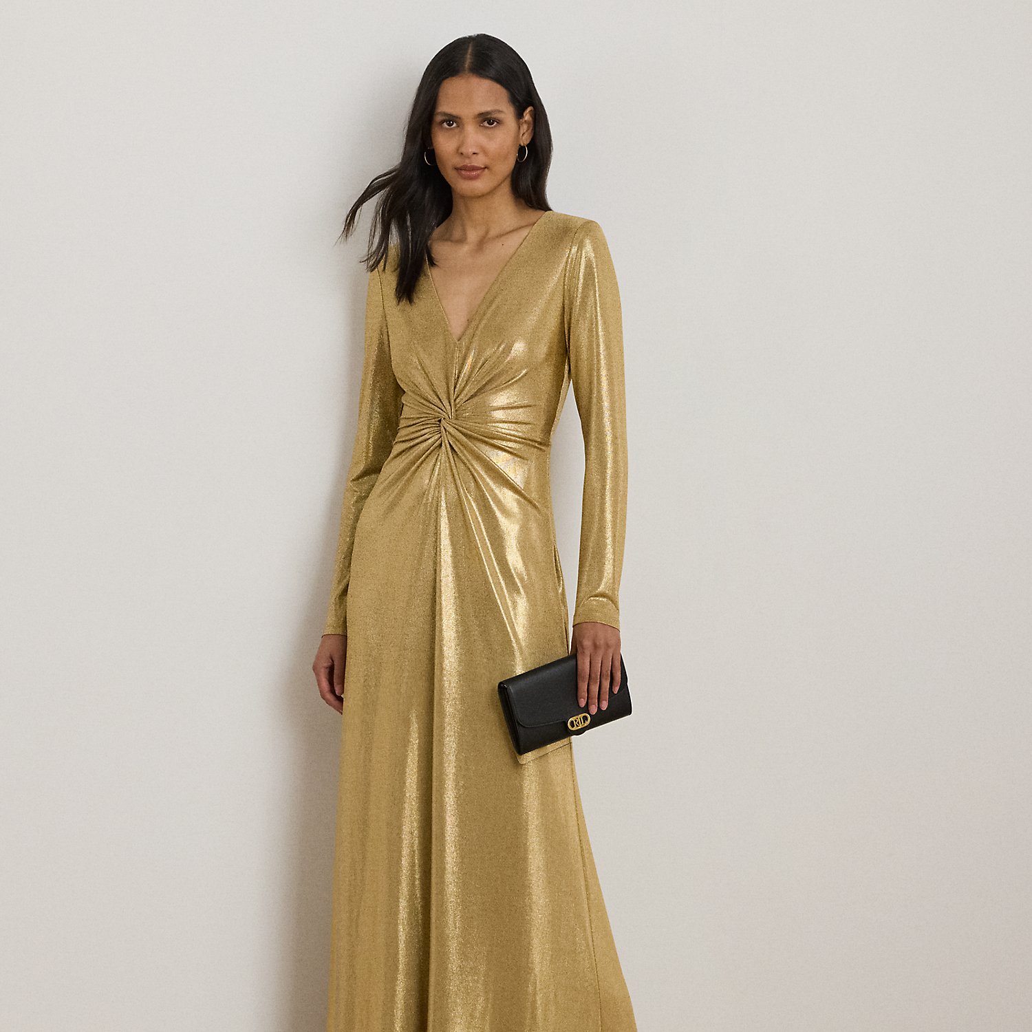 Metallic-Abendkleid mit Twist-Detail von Lauren