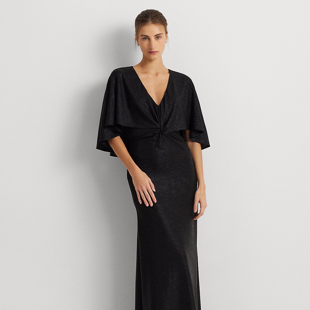 Metallic Cape-Abendkleid mit Twist-Front von Lauren