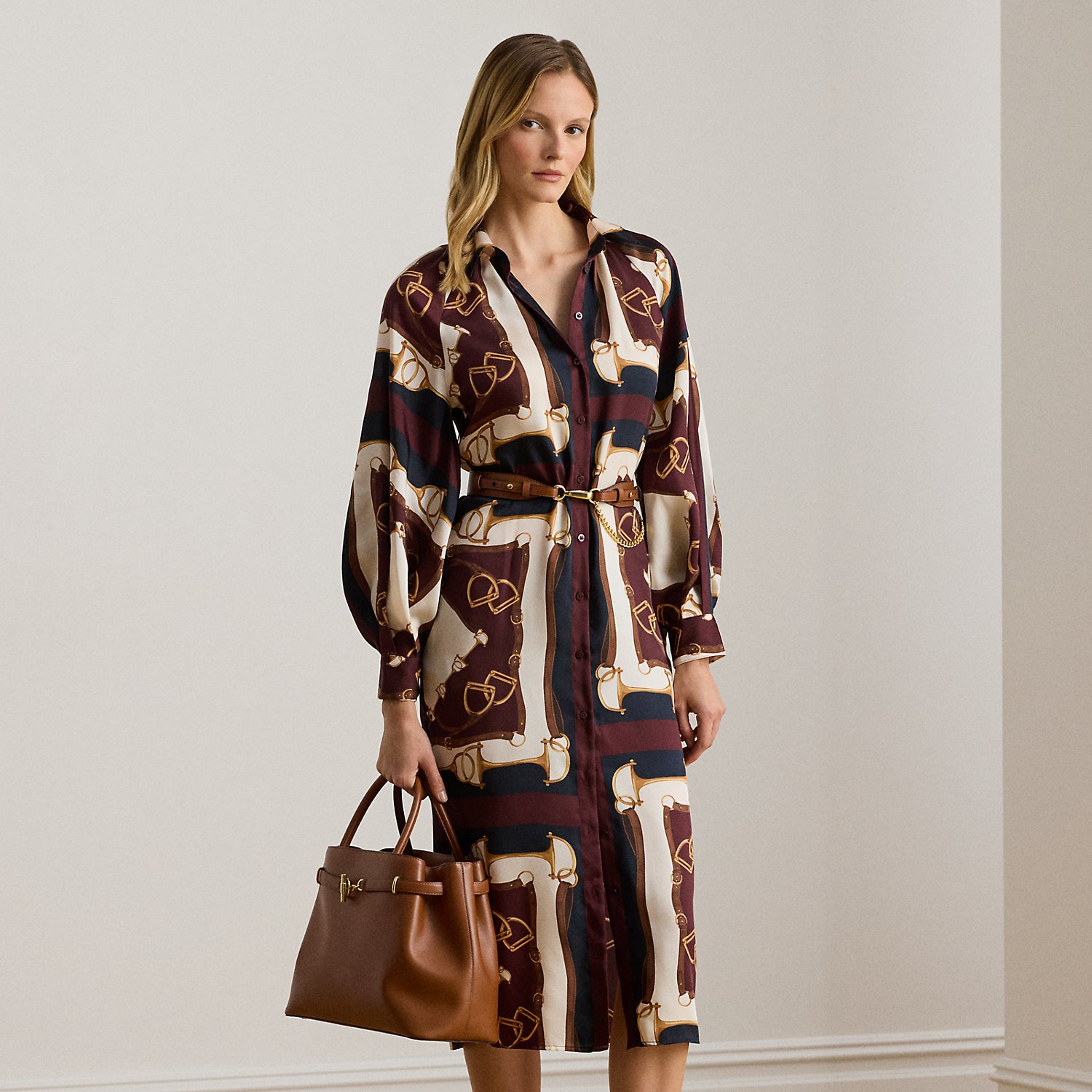 Midi-Twill-Hemdkleid mit Reiter-Druck von Lauren