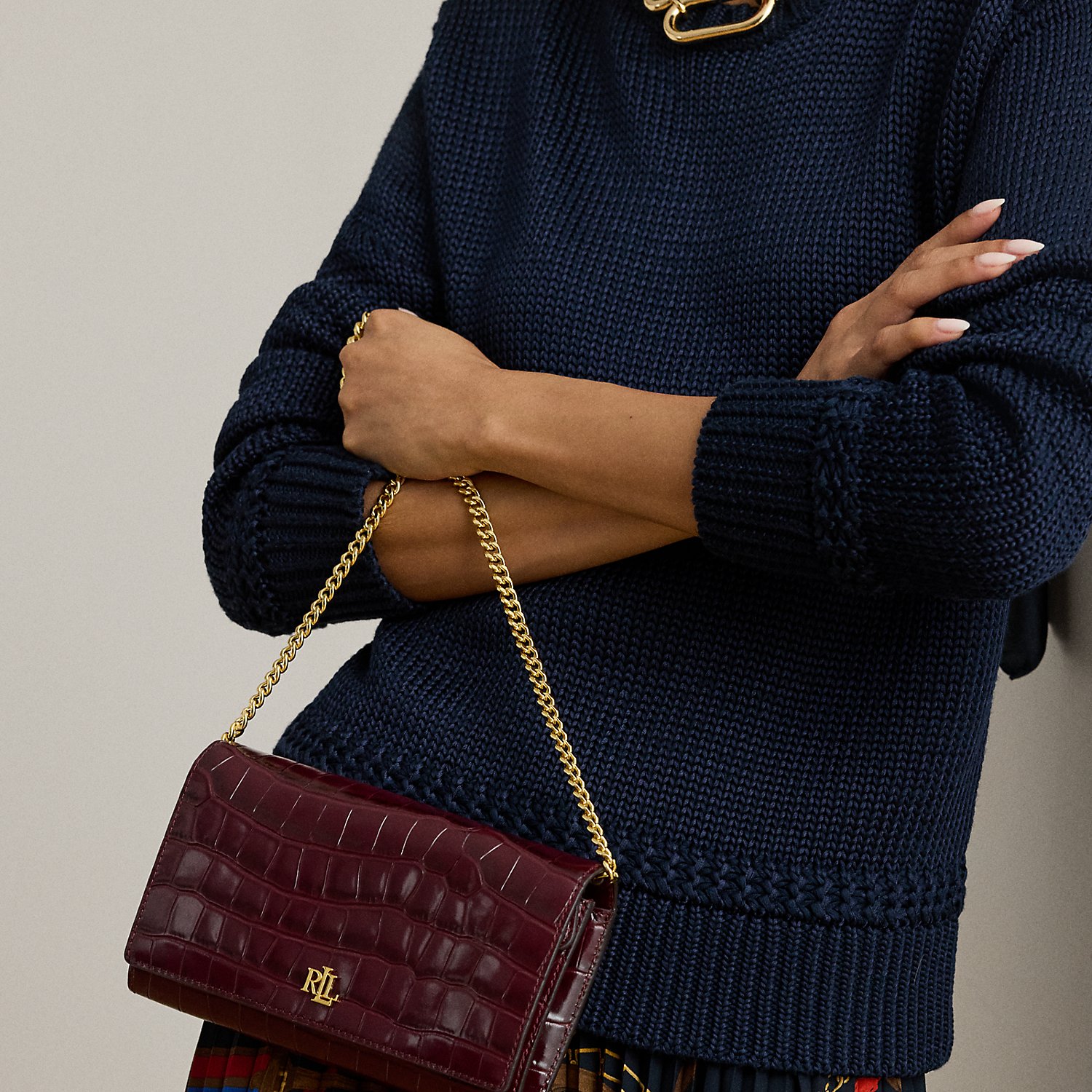 Mittelgroße Kroko-Umhängetasche Adair II von Lauren
