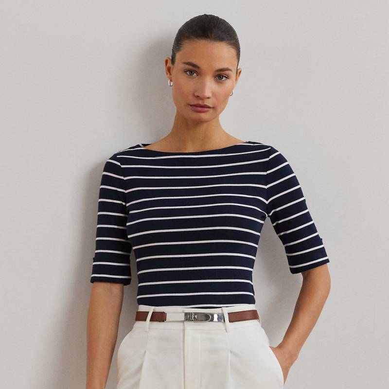 Baumwoll-T-Shirt mit U-Boot-Ausschnitt von Lauren