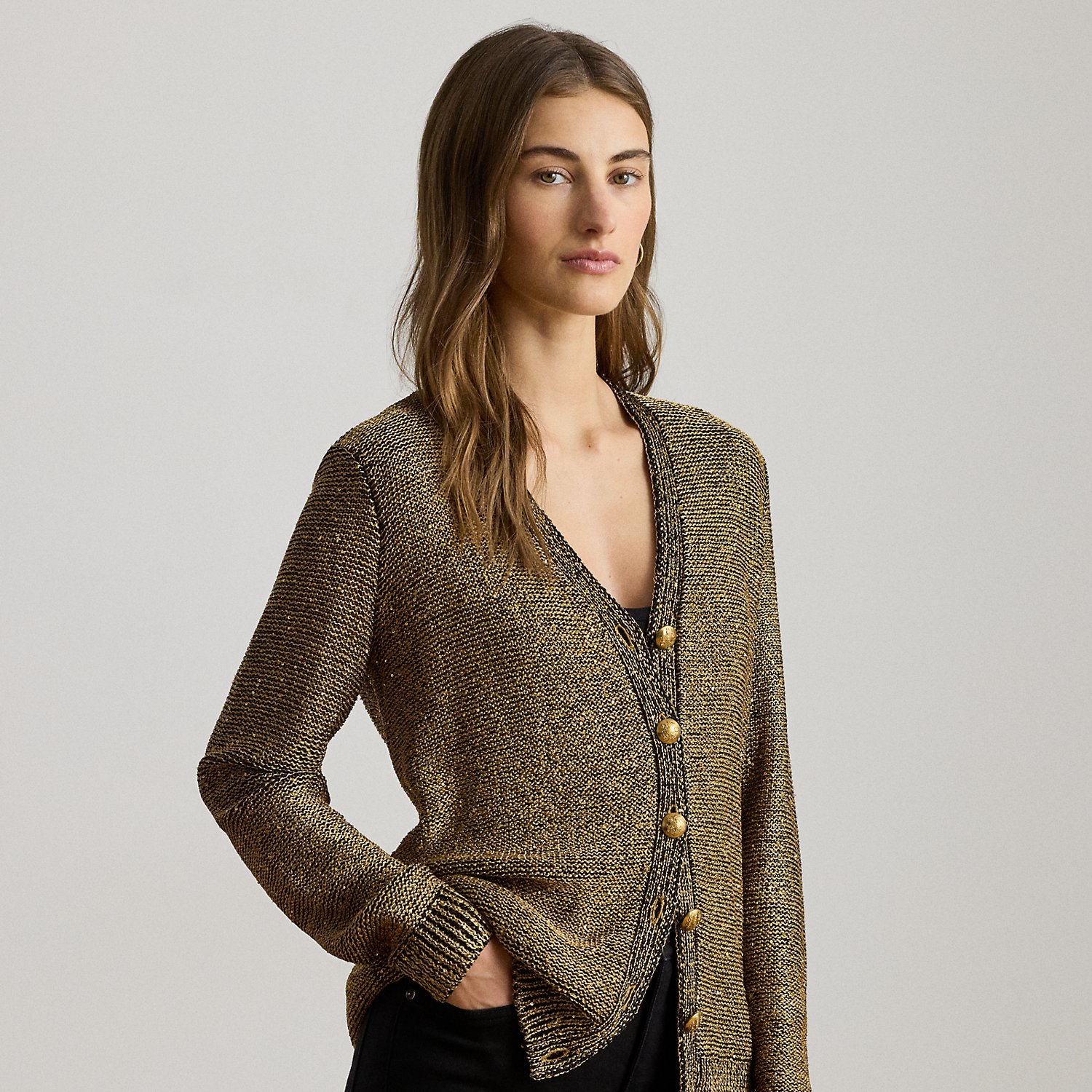 Paillettenbesetzte Strickjacke von Lauren